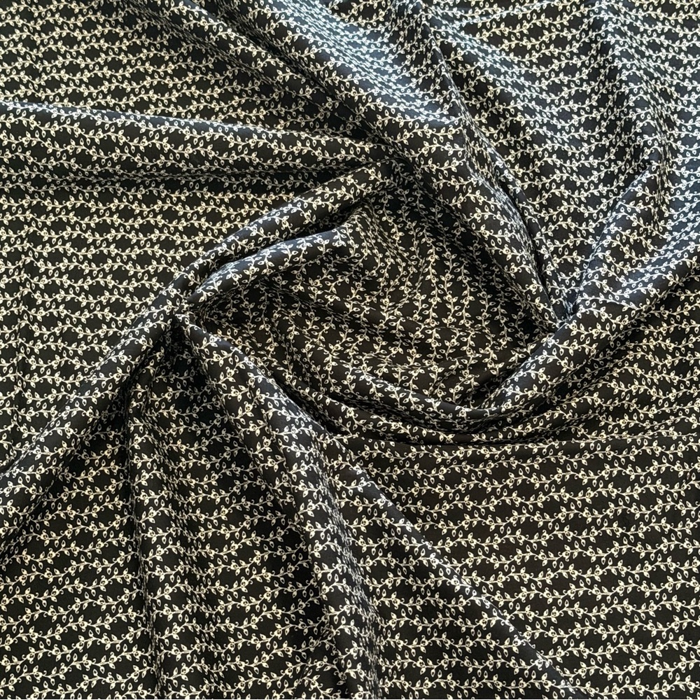 Elegant Black and White Patterned Cotton Fabric